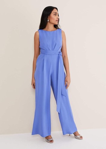 Phase Eight Petite Elaina Blue Wide Leg Jumpsuit Blue Canada | DBCTSW-409